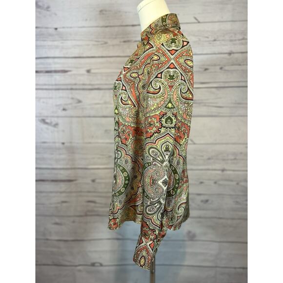 Ann Taylor Silk Paisley Blouse | Size 8 | Multicolor Long Sleeve Shirt - Picture 3 of 10